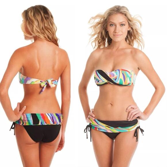 Trina Turk Women's Sash Hipster Bikini Bottom Swimsuit in Prisma Print size 6 - Picture 1 of 14
